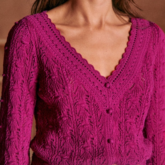 Sezane Saja Cardigan - Magenta - XXS - Picture 3 of 7